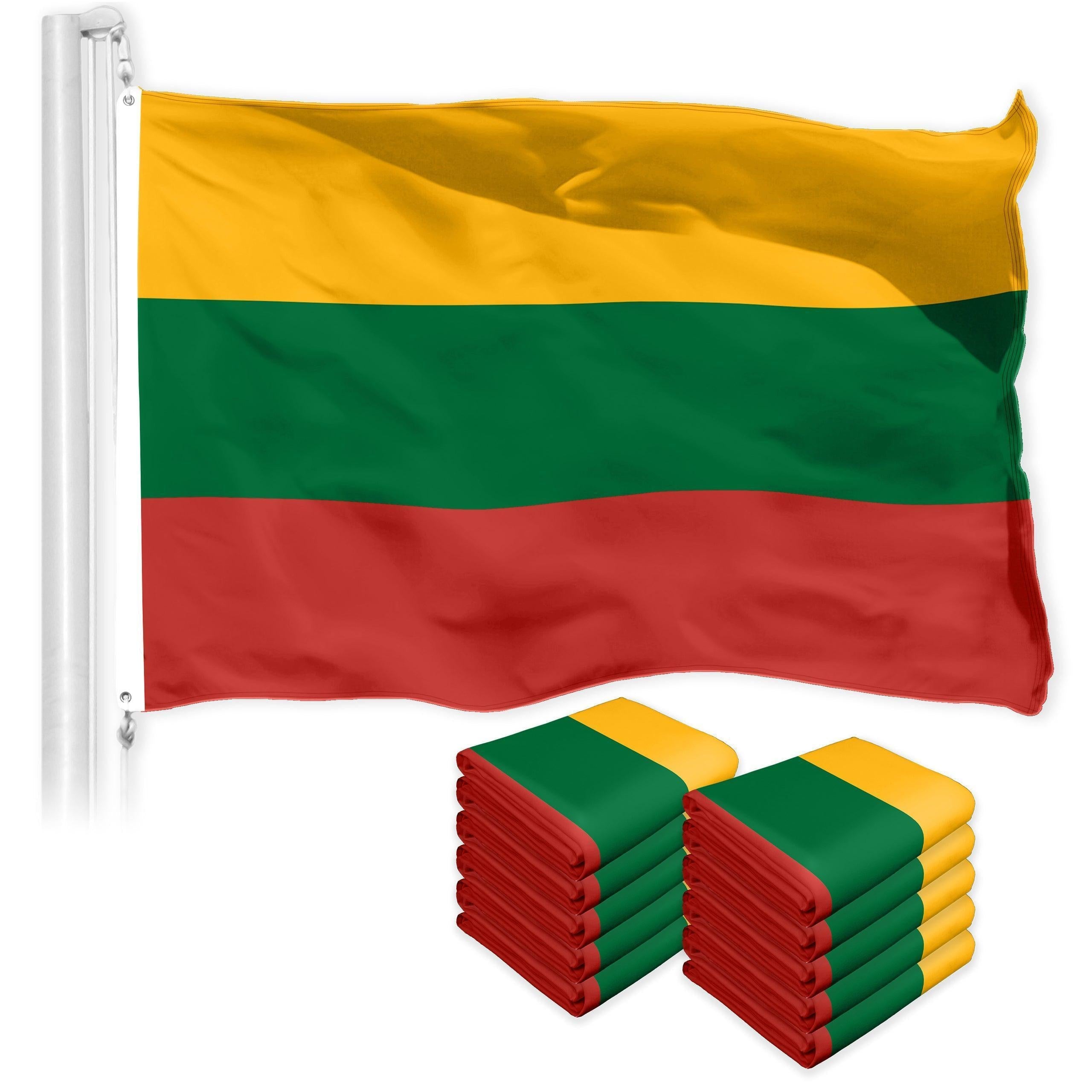 Lithuania Lithuanian Flag 3x5 Ft 10Pack Printed 150D Polyester