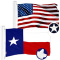 G128 American & Texas Flags Set 6x10 Ft Embroidered Polyester
