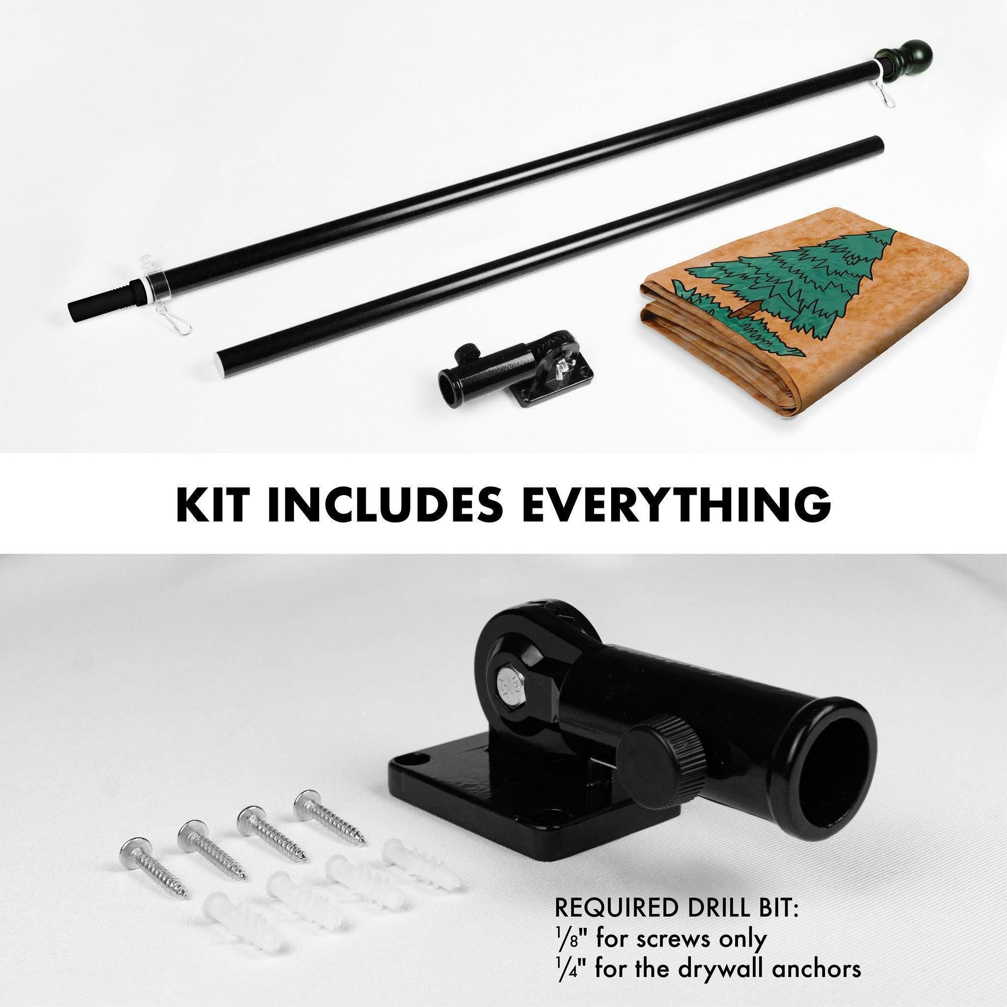 G128 Combo Pack: 6 Ft Tangle Free Aluminum Spinning Flagpole (Black) & An Appeal to Heaven TeaStained Flag 3x5 Ft, Double ToughWeave Pro Series DS Embroidered 420D Polyester  Pole with Flag Included