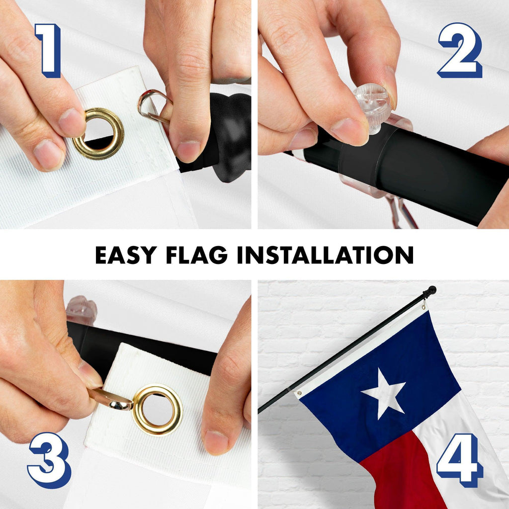 G128 Premium Texas Flag 3x5 ft with Spinning Pole