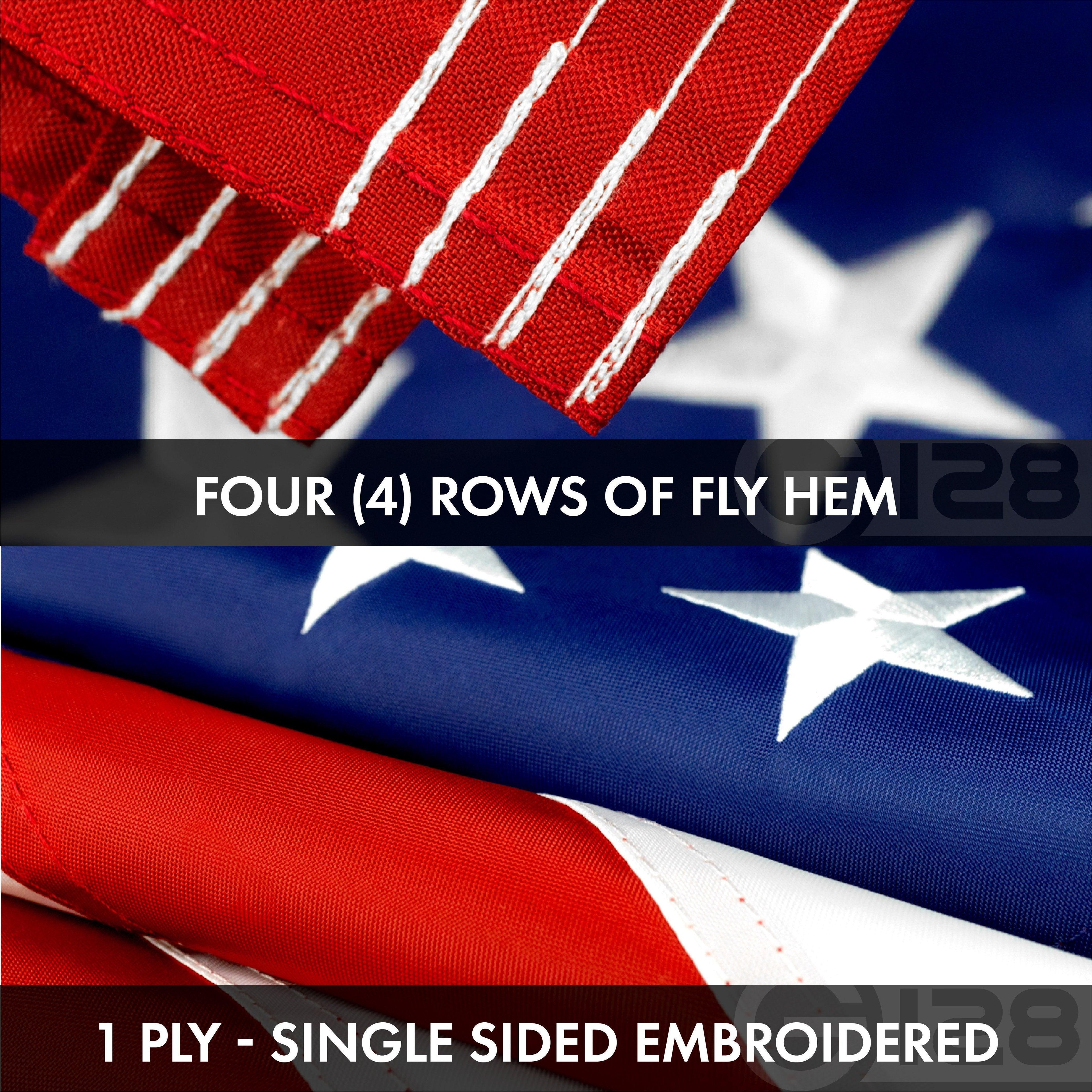 G128 COMBO PACK: American Flag Single Sided 3x5 Ft & California State Flag Double Sided 3x5 Ft, Both Embroidered Polyester