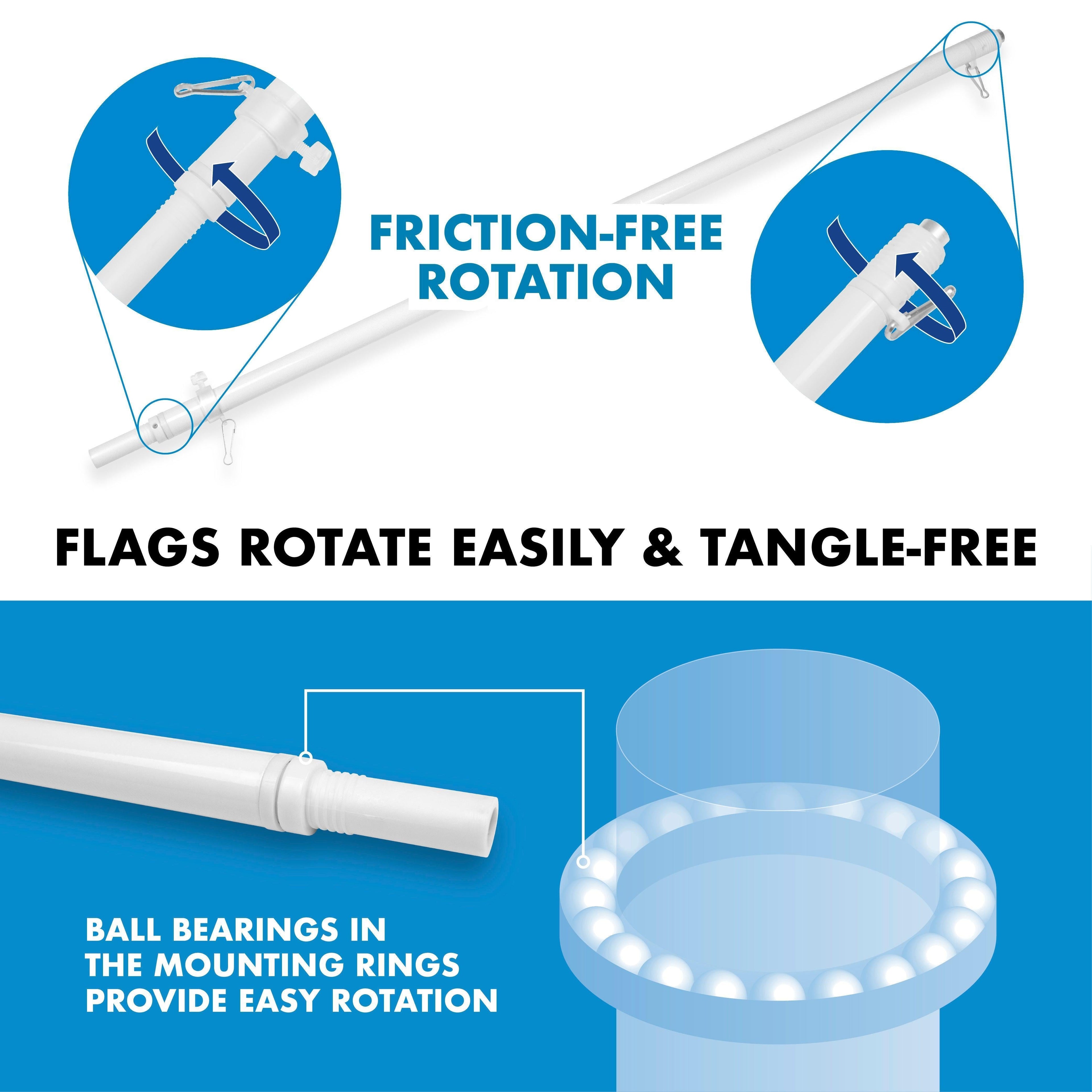 G128 Flag Pole 6FT White Tangle Free & Ukraine Ukrainian Flag 3x5 Ft Combo Printed 150D Polyester
