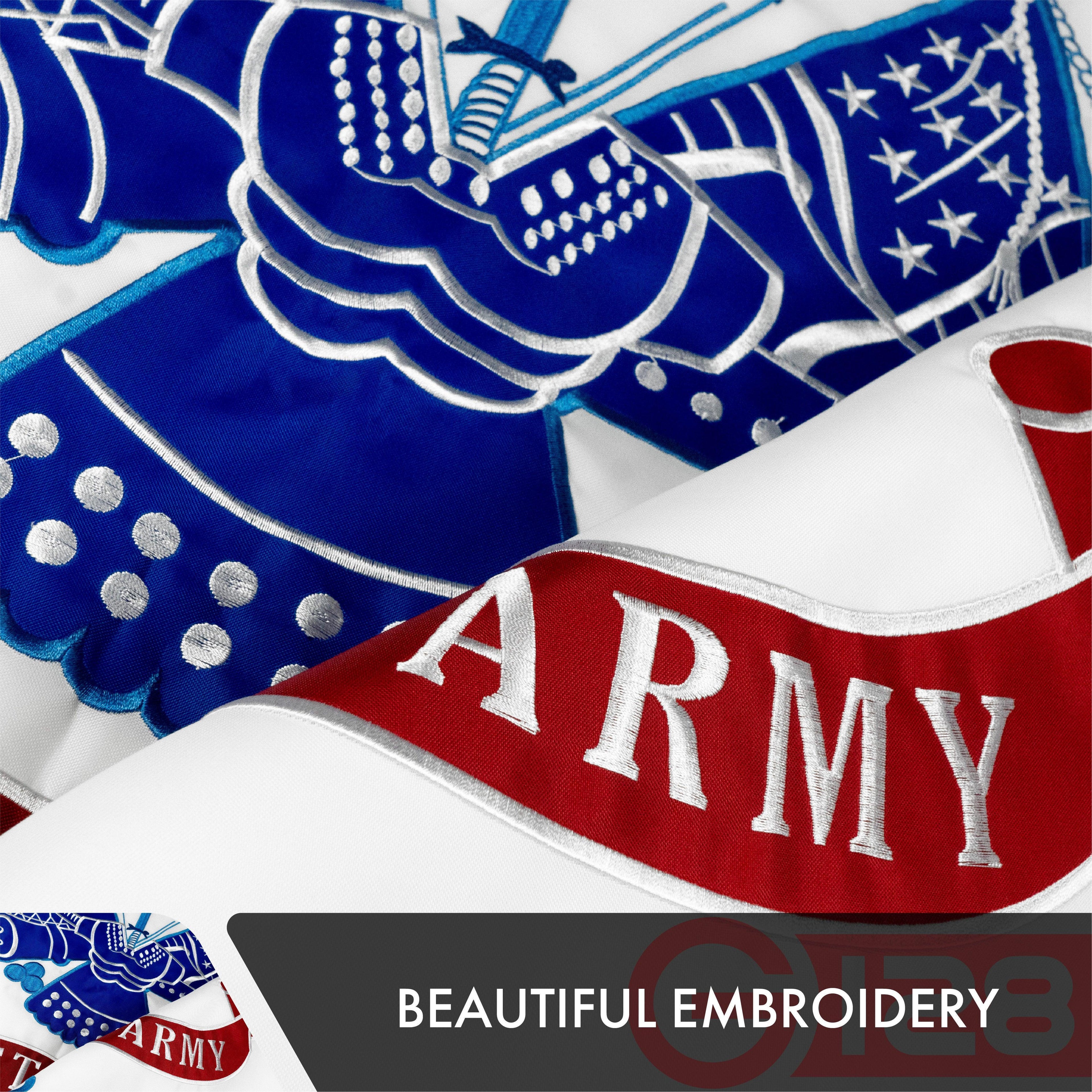 US Army Flag 210D Embroidered Polyester 3x5 Ft  Double Sided 3ply