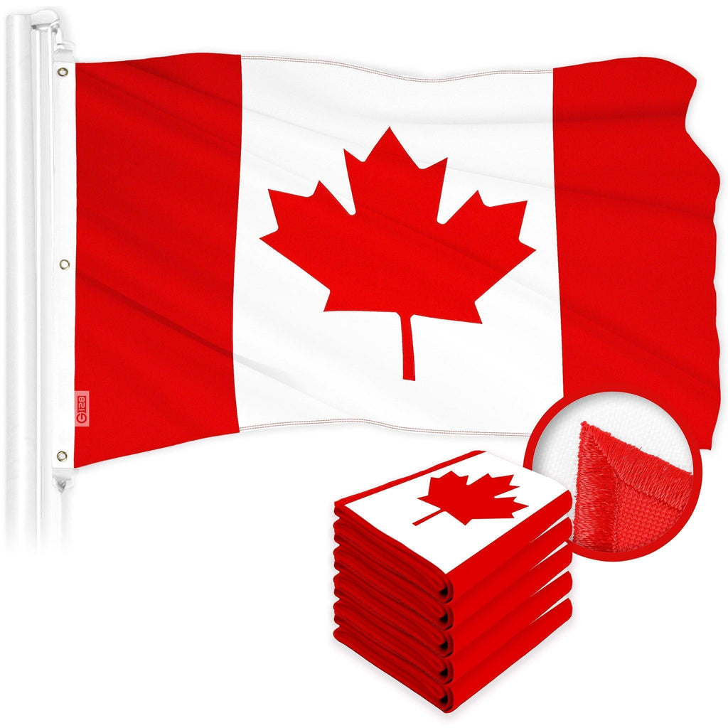 G128 5 Pack: Canada Canadian Flag  6x10 Ft  ToughWeave Series Embroidered 300D Polyester  Country Flag, Embroidered Design, Indoor/Outdoor, Brass Grommets