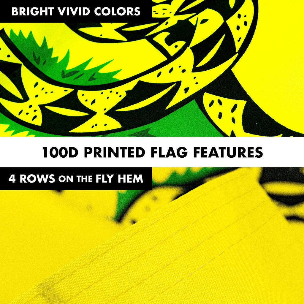 G128  6 Feet Tangle Free Spinning Flagpole (White) Gadsden Brass Grommets Printed 3x5 ft (Flag Included) Aluminum Flag Pole