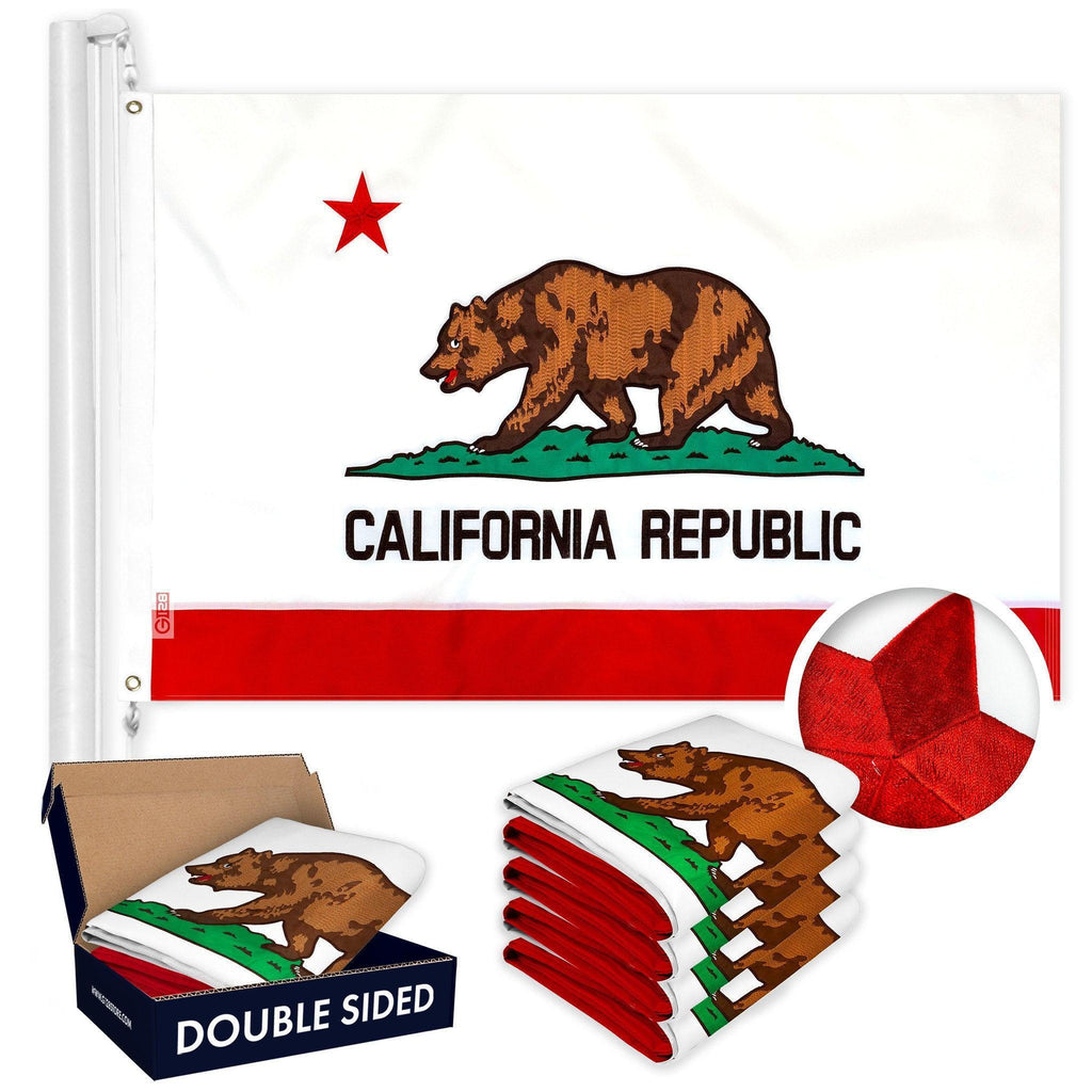 California CA State Flag 2x3FT 5Pack Doublesided Embroidered Polyester By G128