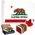 California CA State Flag 2x3FT 5Pack Doublesided Embroidered Polyester By G128