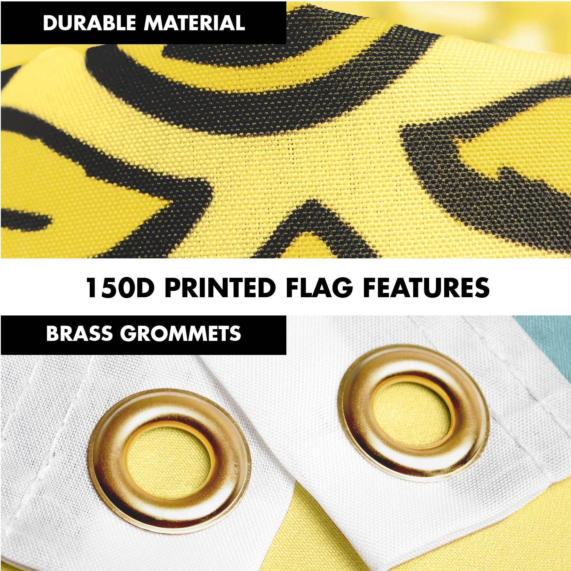 G128 Combo Pack: 6 Ft Tangle Free Spinning Flagpole (White) & Delaware Flag 3x5 Ft Printed 150D Polyester, Brass Grommets (Flag Included) Aluminum Flag Pole