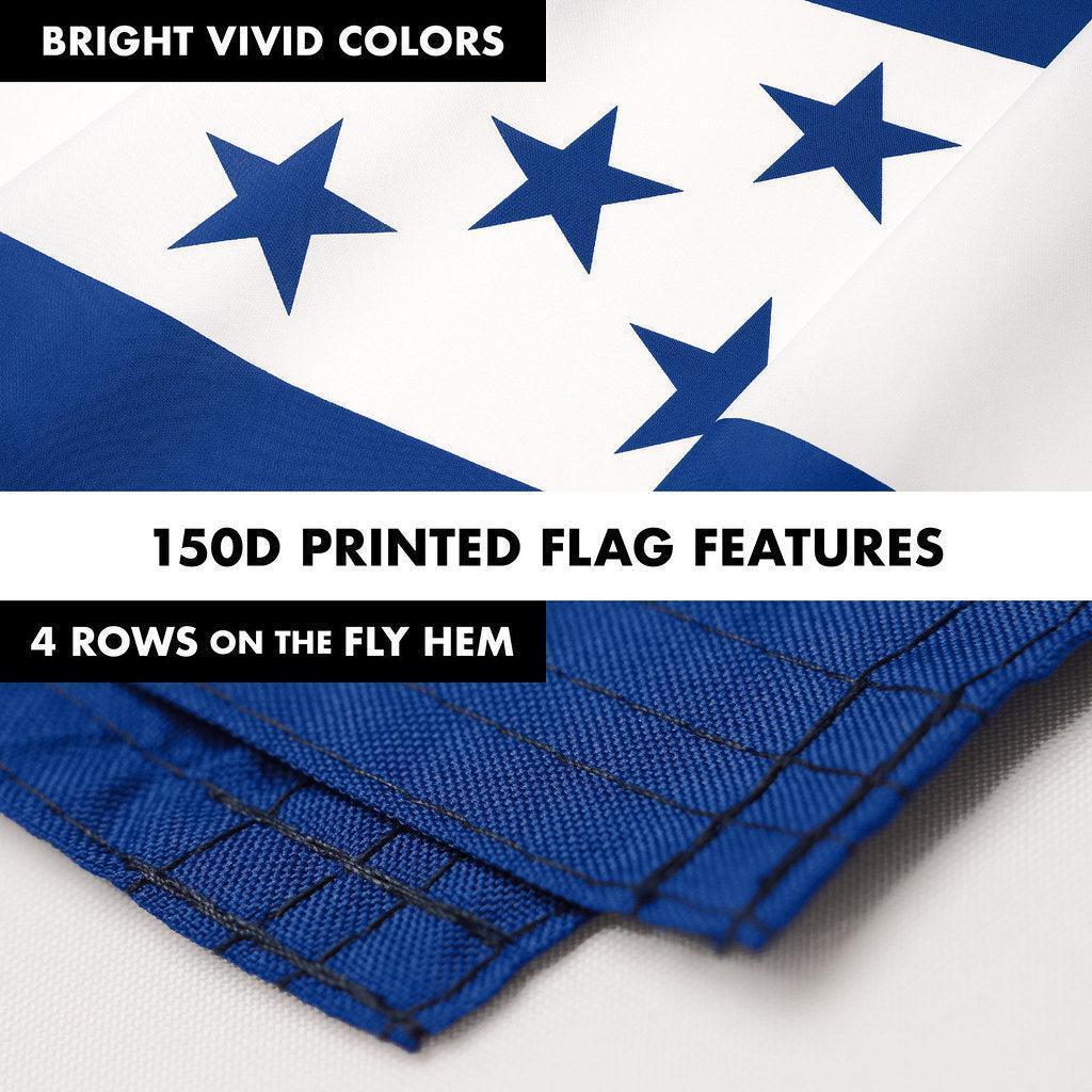 G128 Combo Pack: 6 Ft Tangle Free Spinning Flagpole (Black) & Honduras Flag 3x5 Ft Printed 150D Polyester, Brass Grommets (Flag Included) Aluminum Flag Pole