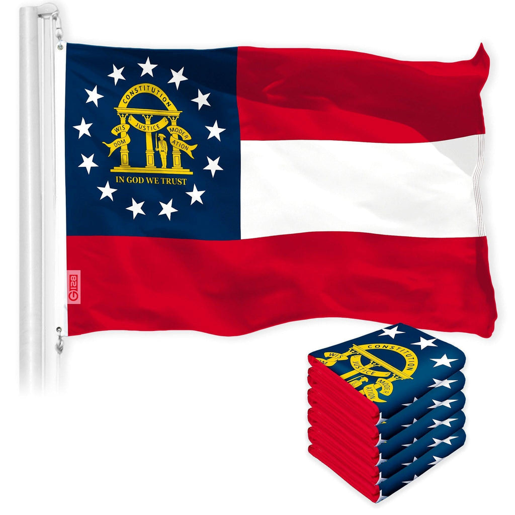 Georgia GA State Flag 3x5 Ft 5Pack 150D Printed Polyester By G128