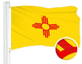 G128 New Mexico State Flag  4x6 Ft  ToughWeave Series Embroidered 300D Polyester  Embroidered Design, Indoor/Outdoor, Brass Grommets