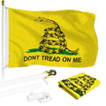 G128  6 Feet Tangle Free Spinning Flagpole (White) Gadsden Brass Grommets Printed 3x5 ft (Flag Included) Aluminum Flag Pole