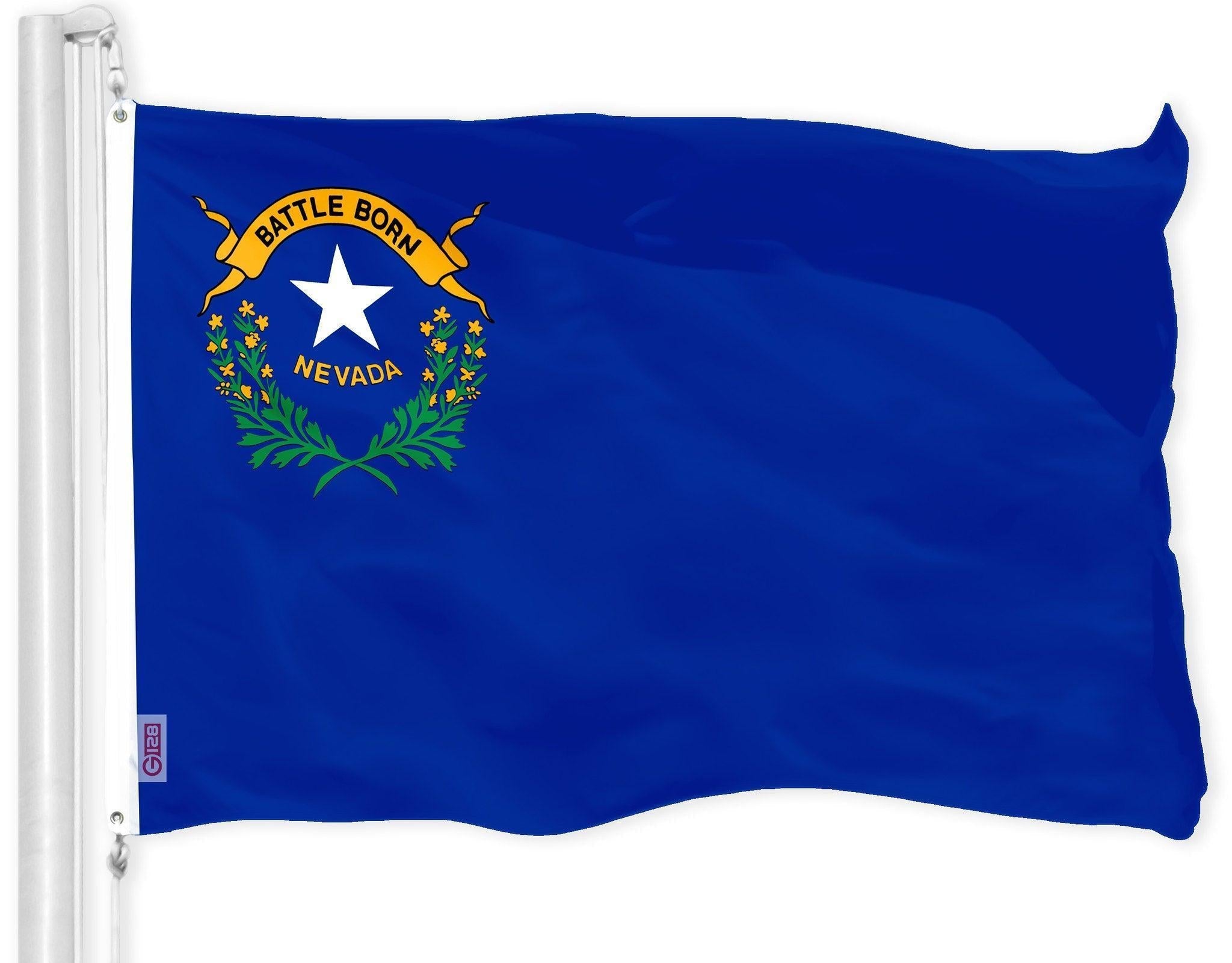 G128 Nevada NV State Flag  3x5 Ft  LiteWeave Pro Series Printed 150D Polyester  Indoor/Outdoor, Vibrant Colors, Brass Grommets, Thicker and More Durable Than 100D 75D Polyester