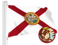 G128 Florida FL State Flag  2x3 Ft  StormFlyer Series Embroidered 220GSM Spun Polyester  Embroidered Design, Indoor/Outdoor, Brass Grommets, Heavy Duty, All Weather