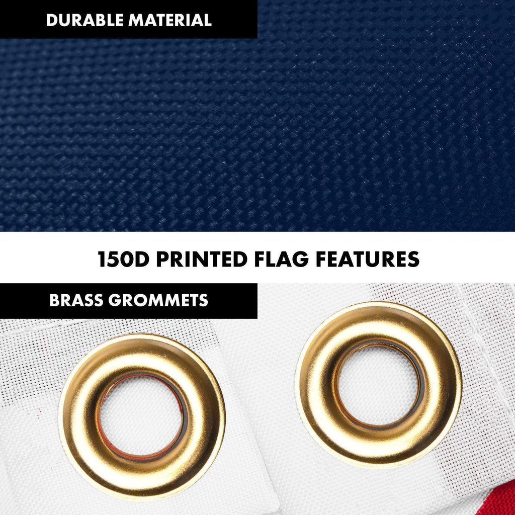 G128 Combo Pack: 6 Ft Tangle Free Aluminum Spinning Flagpole (Silver) & Betsy Ross 1776 Flag 3x5 Ft, LiteWeave Pro Series Printed 150D Polyester  Pole with Flag Included