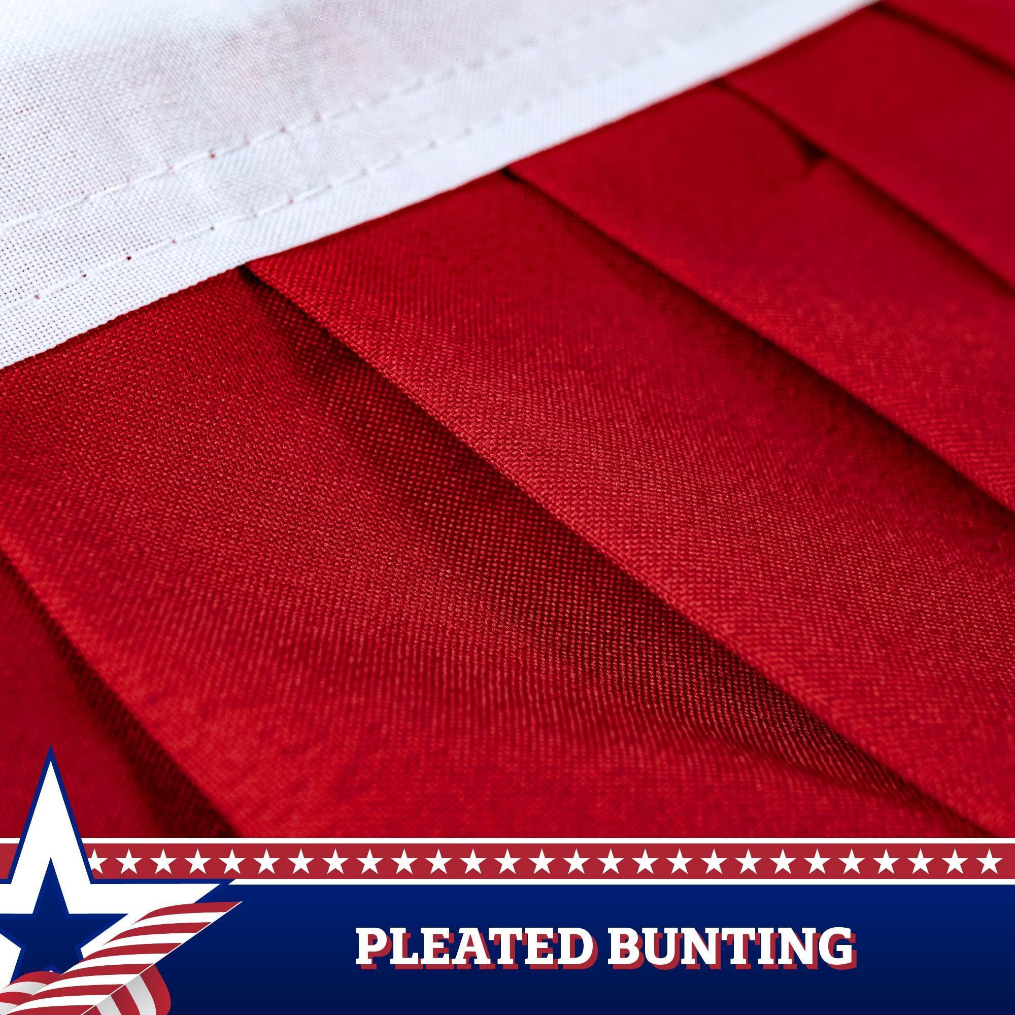 2 Pack USA Pleated Fan Flag 1.5x3 Ft American USA Bunting Decoration 150D Canvas