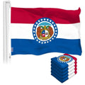 G128 5 Pack: Missouri MO State Flag  3x5 Ft  LiteWeave Pro Series Printed 150D Polyester  Indoor/Outdoor, Vibrant Colors, Brass Grommets, Thicker and More Durable Than 100D 75D Polyester