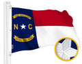G128 North Carolina State Flag  5x8 Ft  StormFlyer Series Embroidered 220GSM Spun Polyester  Embroidered Design, Indoor/Outdoor, Brass Grommets, Heavy Duty, All Weather