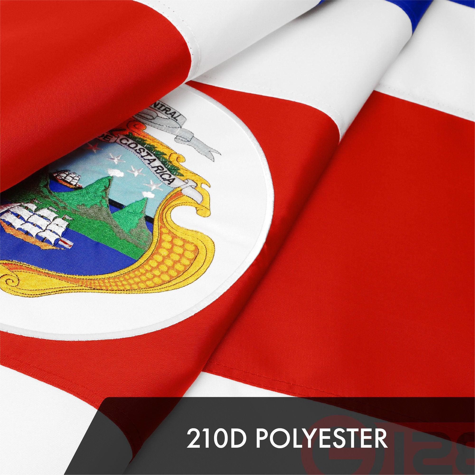G128 Costa Rica Costa Rican Flag  3x5 Ft  ToughWeave Series Embroidered 300D Polyester  Country Flag, Embroidered Design, Indoor/Outdoor, Brass Grommets