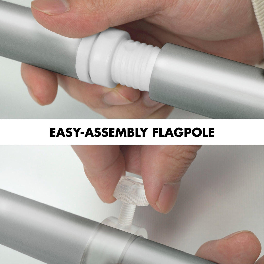 G128 Combo Pack: 5 Ft Tangle Free Spinning Flagpole (Silver) & Indiana Flag 2.5x4 Ft Embroidered 220GSM Spun Polyester, Brass Grommets (Flag Included) Aluminum Flag Pole
