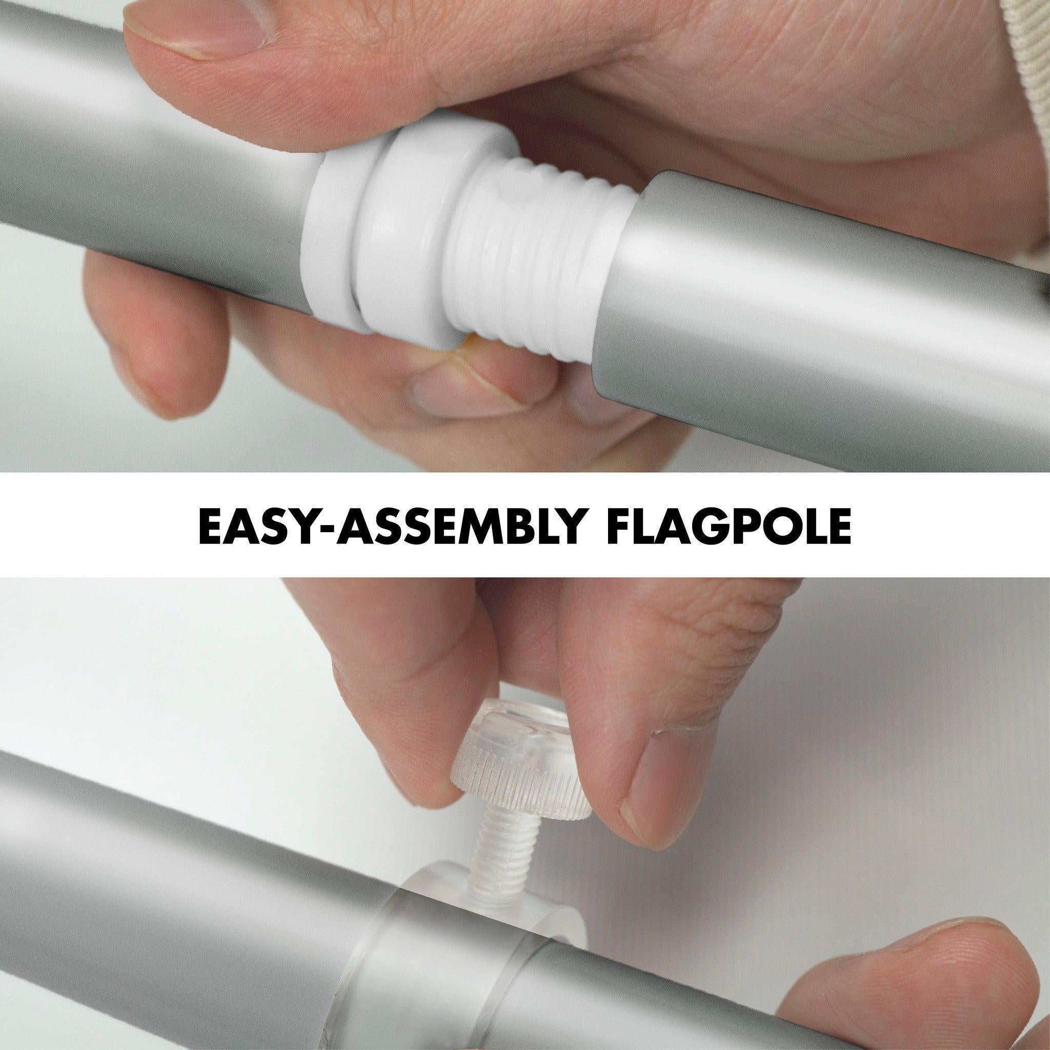 G128 Combo Pack: 5 Ft Tangle Free Spinning Flagpole (Silver) & Indiana Flag 2.5x4 Ft Embroidered 220GSM Spun Polyester, Brass Grommets (Flag Included) Aluminum Flag Pole