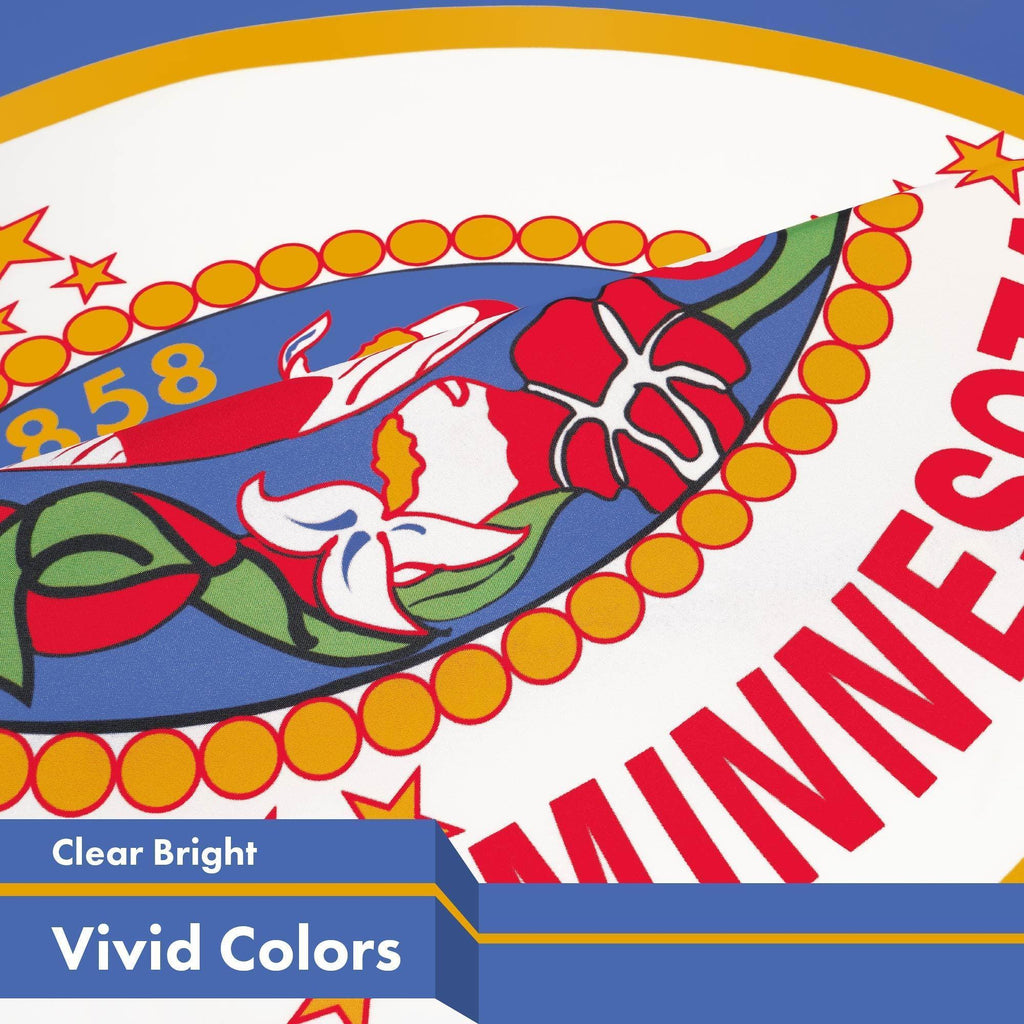 G128 10 Pack: Minnesota MN State Flag  3x5 Ft  LiteWeave Pro Series Printed 150D Polyester  Indoor/Outdoor, Vibrant Colors, Brass Grommets, Thicker and More Durable Than 100D 75D Polyester