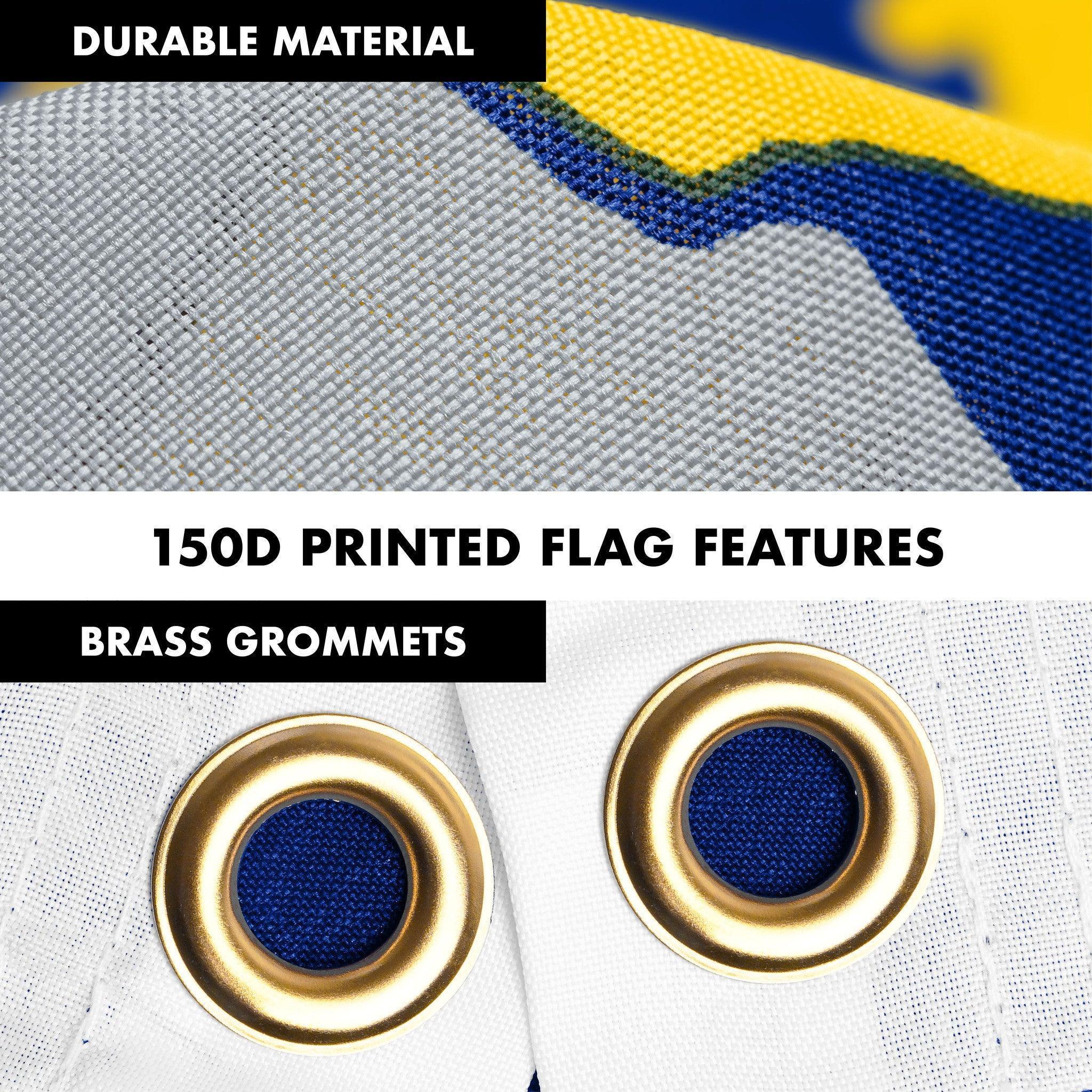 G128 Combo Pack: 6 Ft Tangle Free Spinning Flagpole (Silver) & Nebraska Flag 3x5 Ft Printed 150D Polyester, Brass Grommets (Flag Included) Aluminum Flag Pole