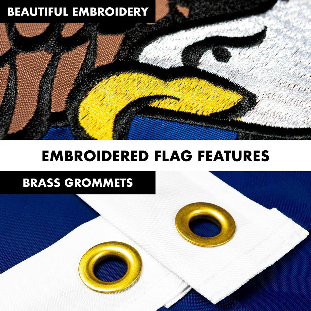 G128  6 Feet Tangle Free Spinning Flagpole (Silver) Utah Double Sided Brass Grommets Embroidered 3x5 ft (Flag Included) Aluminum Flag Pole