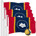G128 3 Pack: Mississippi 2020 MS State Flag  3x5 Ft  ToughWeave Series Embroidered 300D Polyester  Embroidered Design, Indoor/Outdoor, Brass Grommets
