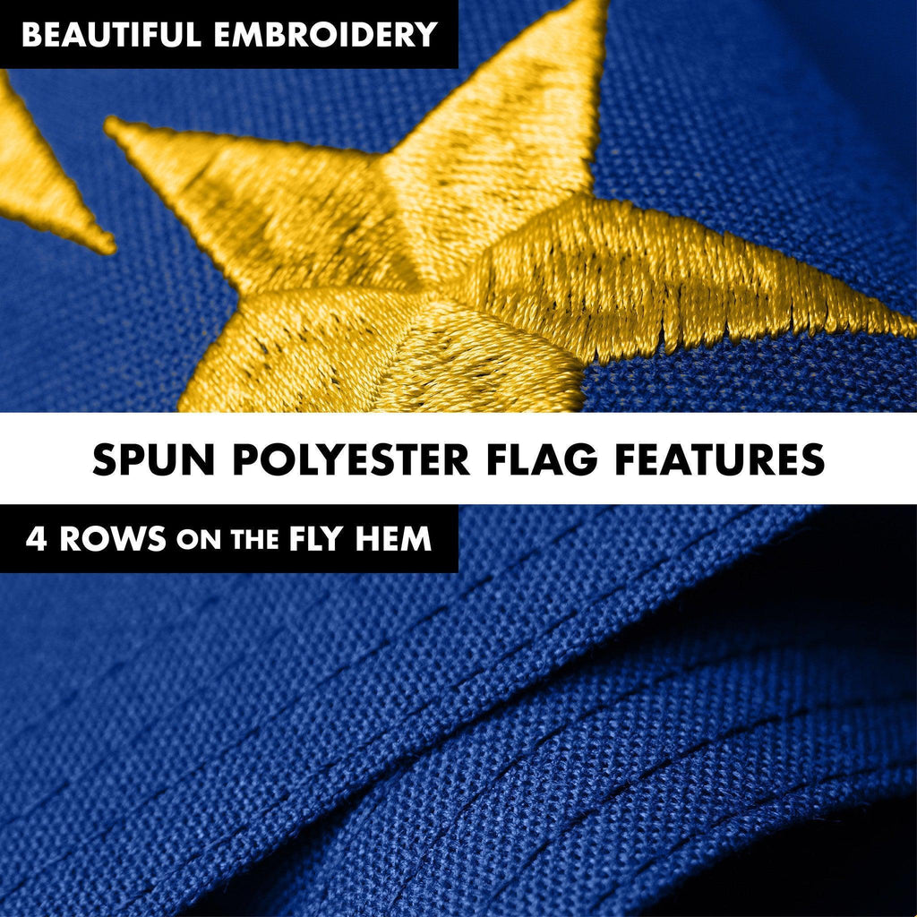 G128 Combo Pack: 5 Ft Tangle Free Spinning Flagpole (Silver) & Indiana Flag 2.5x4 Ft Embroidered 220GSM Spun Polyester, Brass Grommets (Flag Included) Aluminum Flag Pole