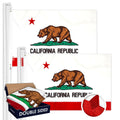 California CA State Flag 2x3FT 2Pack Doublesided Embroidered Polyester By G128