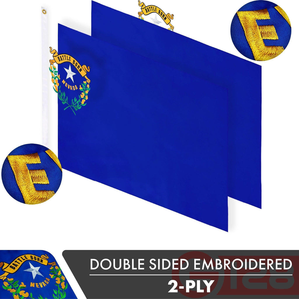 Nevada NV State Flag 3x5 Ft 5Pack Doublesided Embroidered Polyester By G128