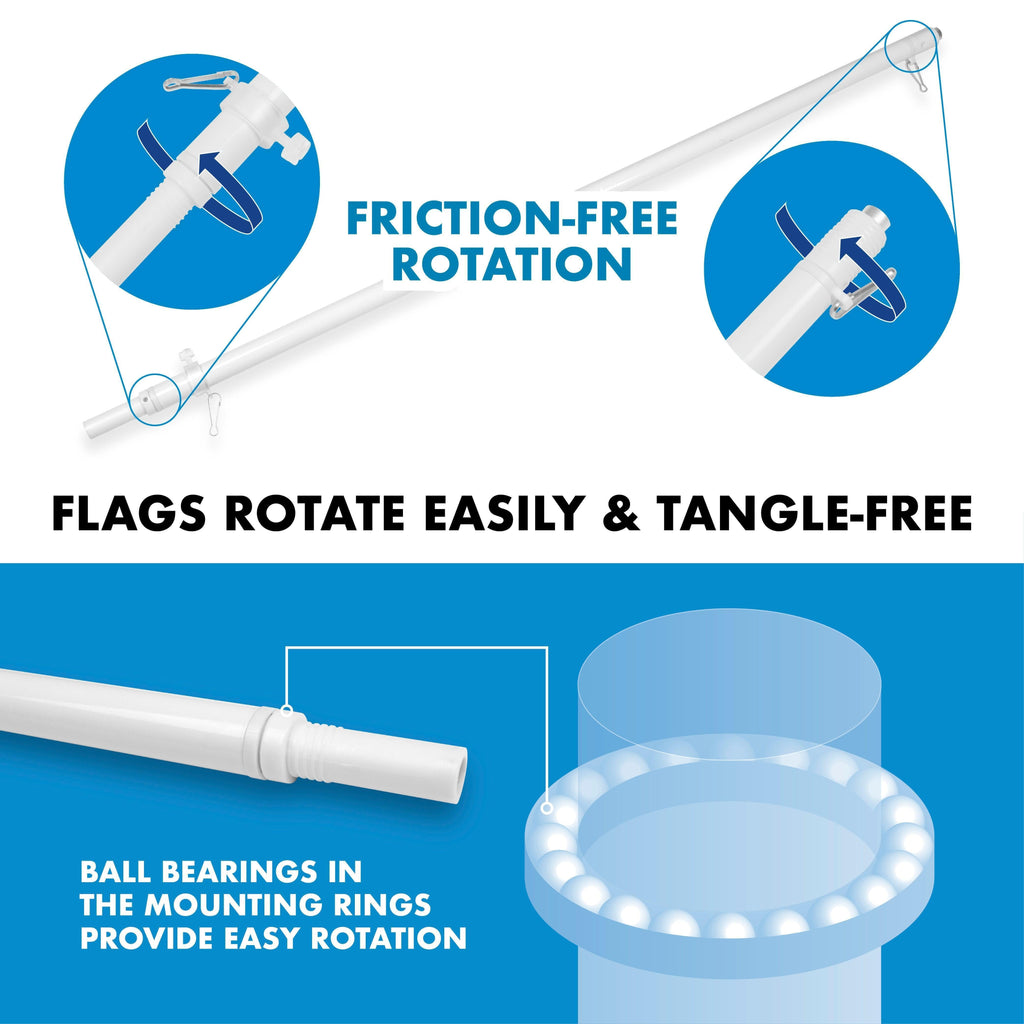 G128 Flag Pole 6FT White Tangle Free & Ukraine Ukrainian Flag 3x5 Ft Combo Printed 150D Polyester