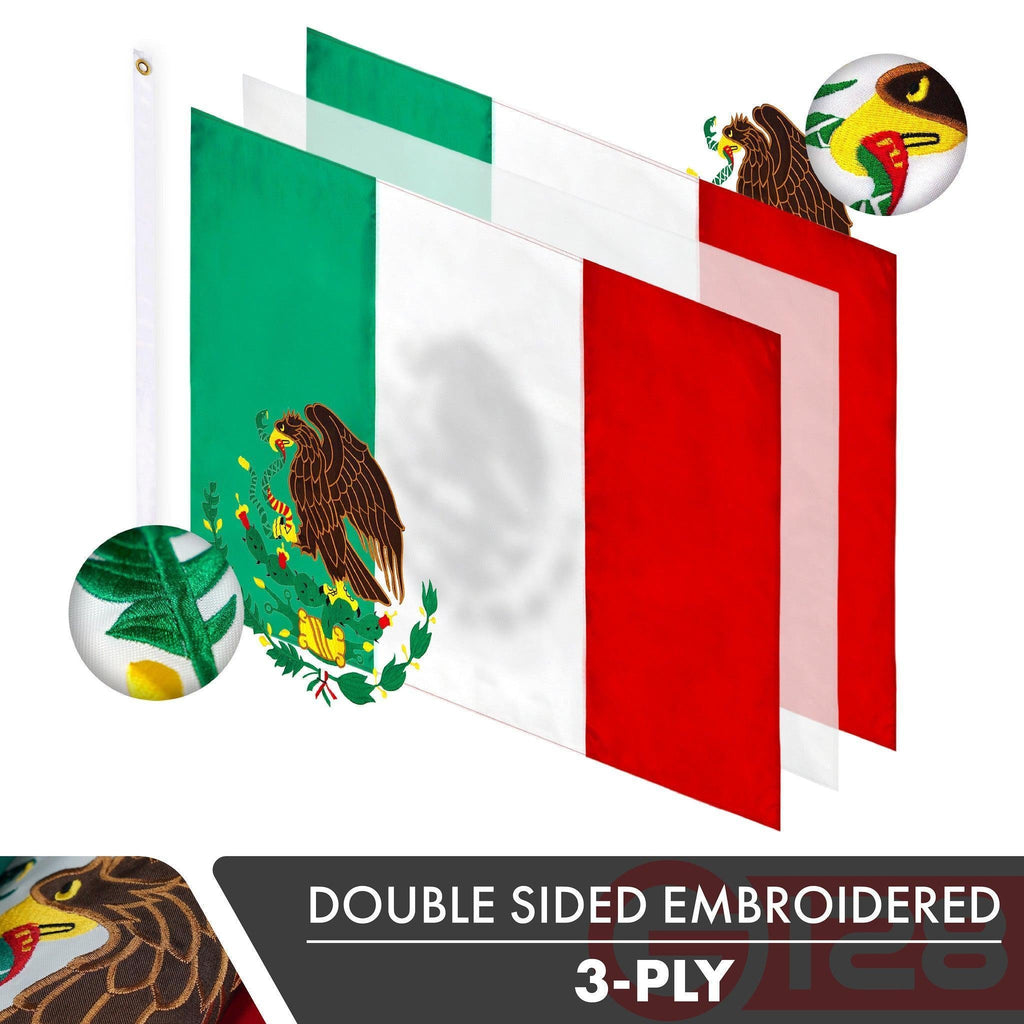 Mexico Mexican Flag 4x6FT 5Pack Doublesided Embroidered Polyester By G128