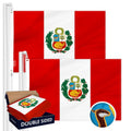 Peru Peruvian Flag 3x5 Ft 2Pack Doublesided Embroidered Polyester By G128