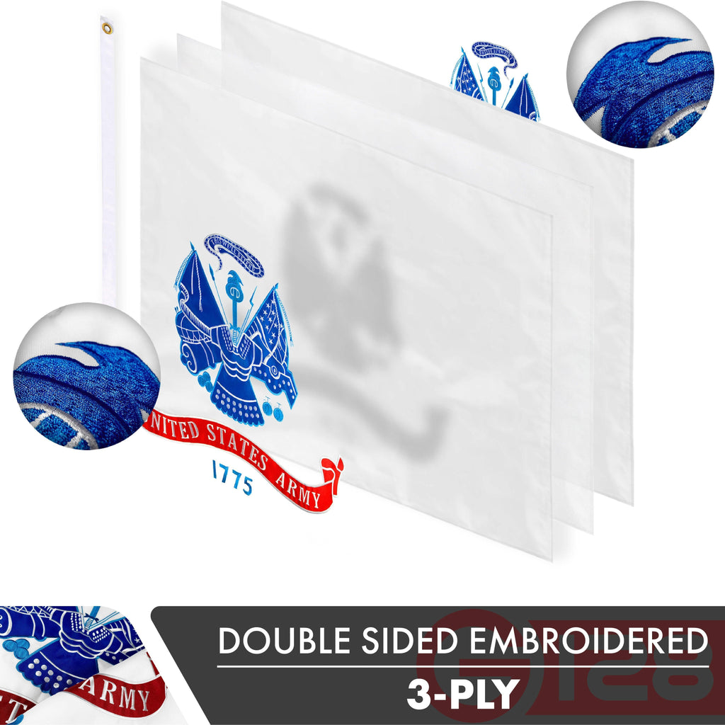 US Army Flag 210D Embroidered Polyester 3x5 Ft  Double Sided 3ply