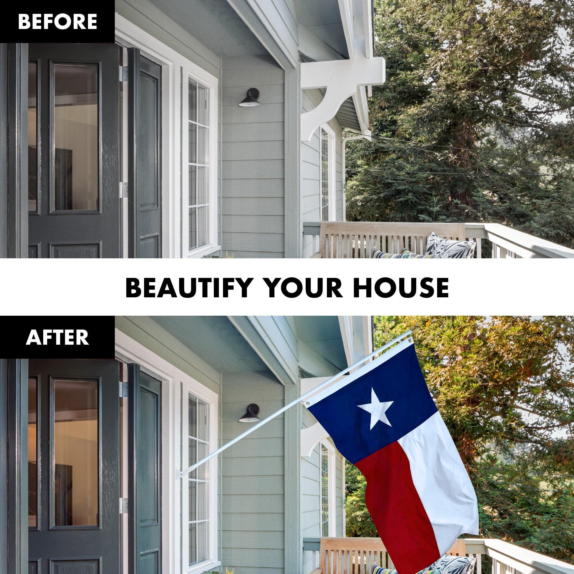 G128 Heavy-Duty Spinning Flagpole 6ft with Texas Flag