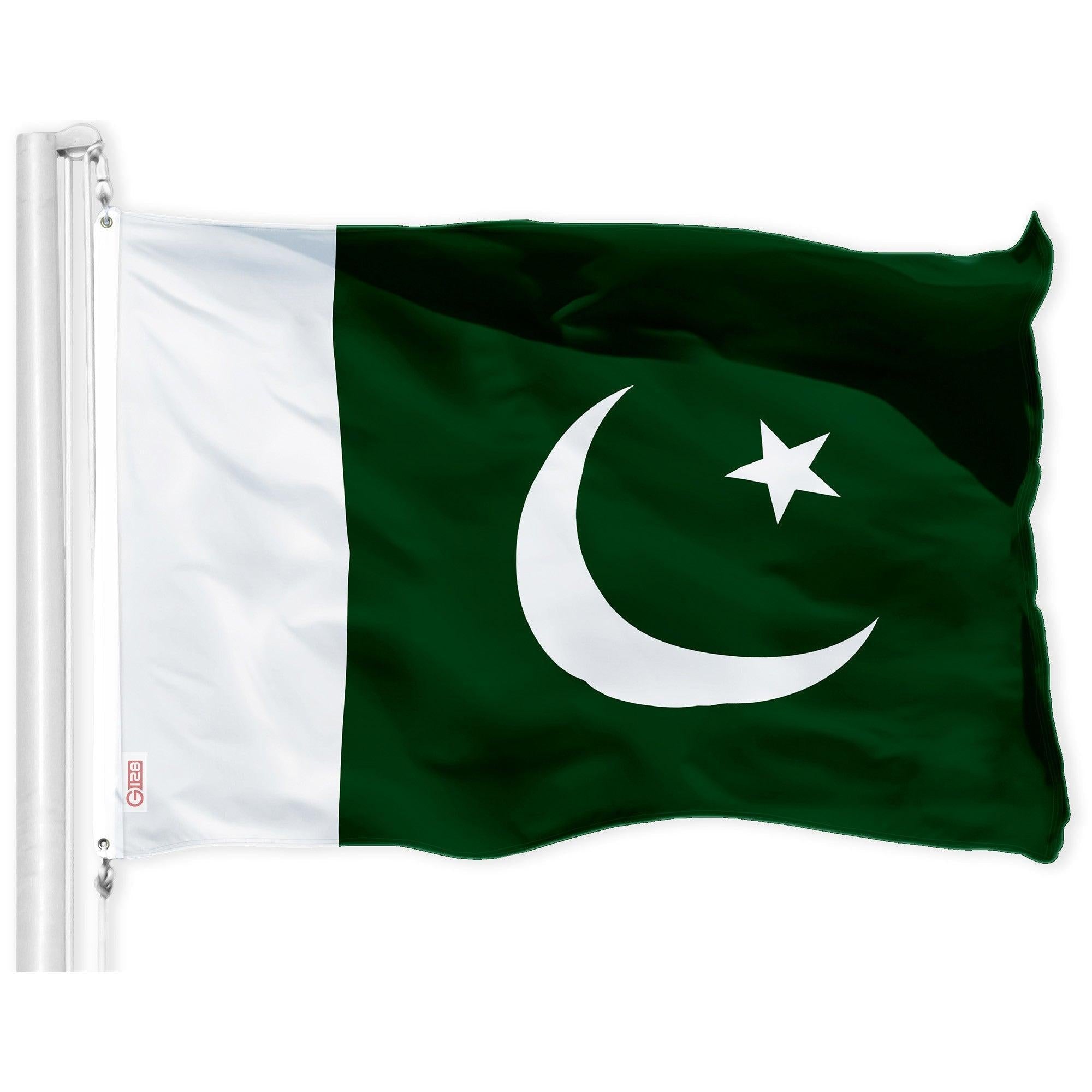 G128 Combo Pack: American USA Flag 3x5 Ft & Pakistan Flag 3x5 Ft, Both Printed 150D Polyester, Indoor/Outdoor, Brass Grommets