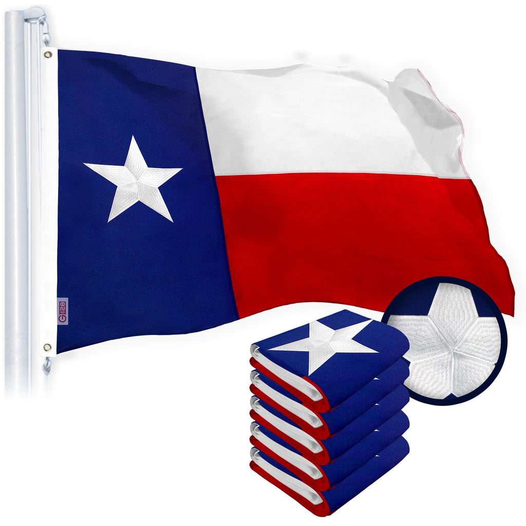 Texas Pride 3x5 Ft Flag 5-Pack - Heavy-Duty Embroidered Polyester