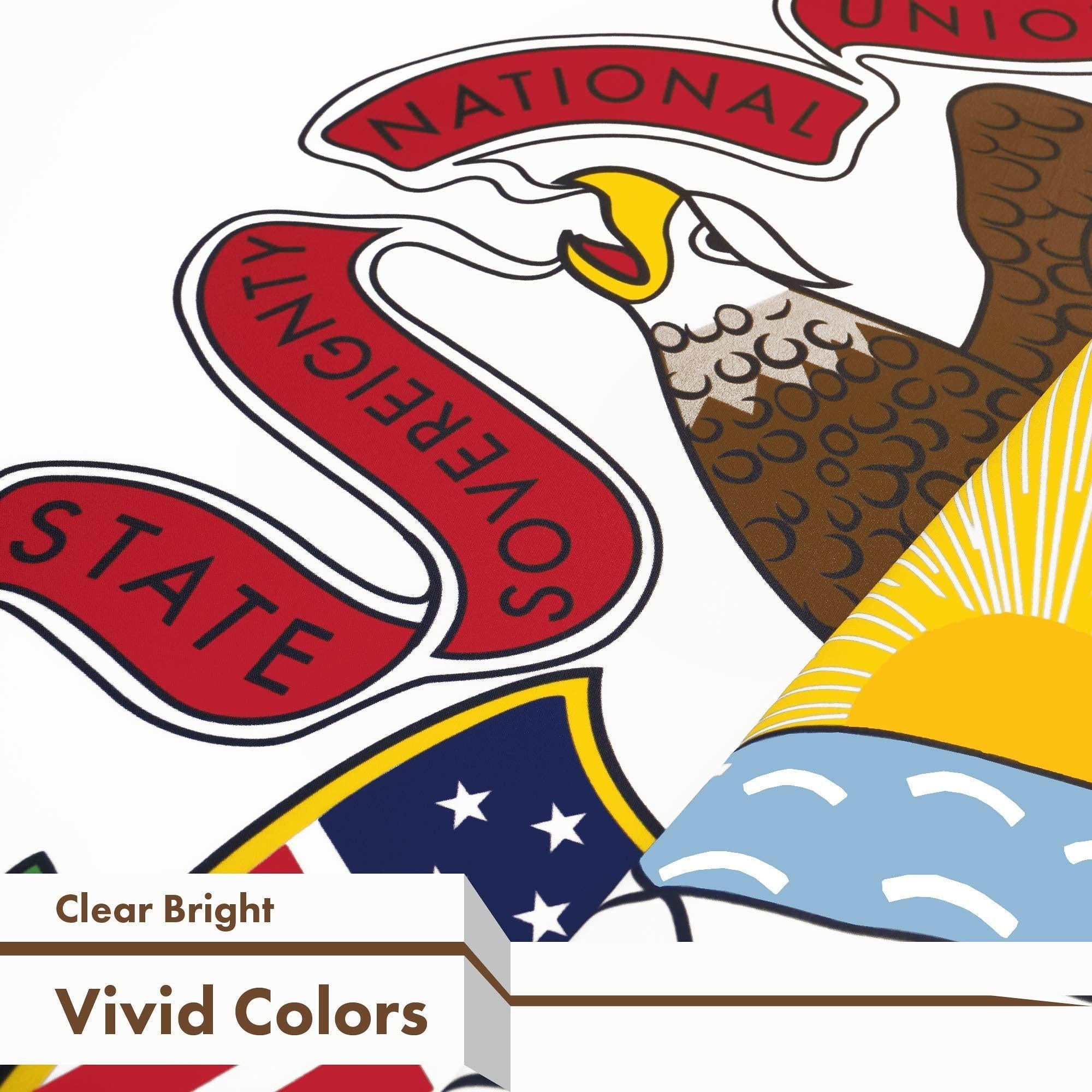 G128 10 Pack: Illinois IL State Flag  3x5 Ft  LiteWeave Pro Series Printed 150D Polyester  Indoor/Outdoor, Vibrant Colors, Brass Grommets, Thicker and More Durable Than 100D 75D Polyester