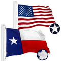 G128 Combo Pack: USA American Flag & Texas TX State 4x6 Ft Embroidered Spun Polyester, Indoor/Outdoor, Brass Grommets