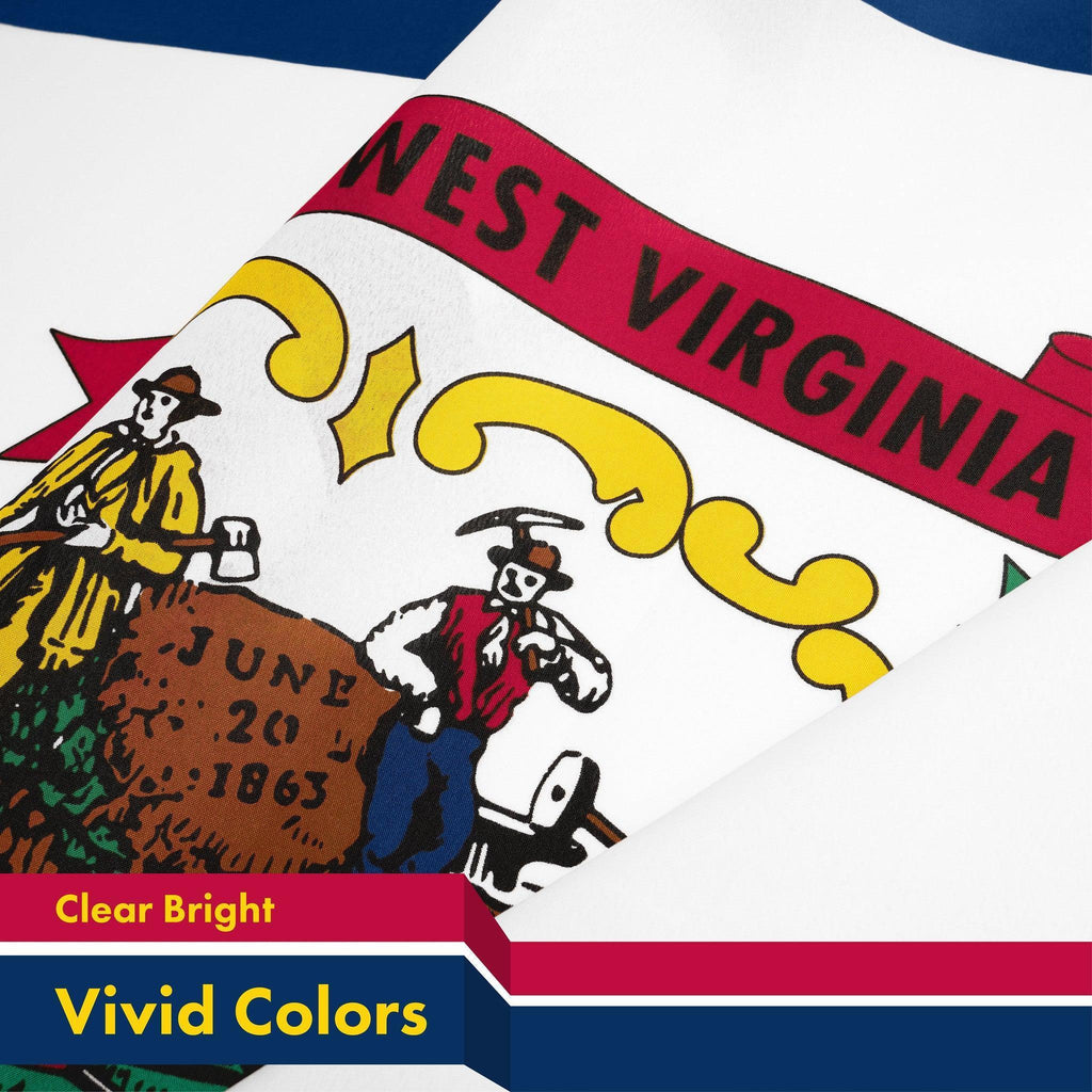 G128 10 Pack: West Virginia WV State Flag  3x5 Ft  LiteWeave Pro Series Printed 150D Polyester  Indoor/Outdoor, Vibrant Colors, Brass Grommets, Thicker and More Durable Than 100D 75D Polyester