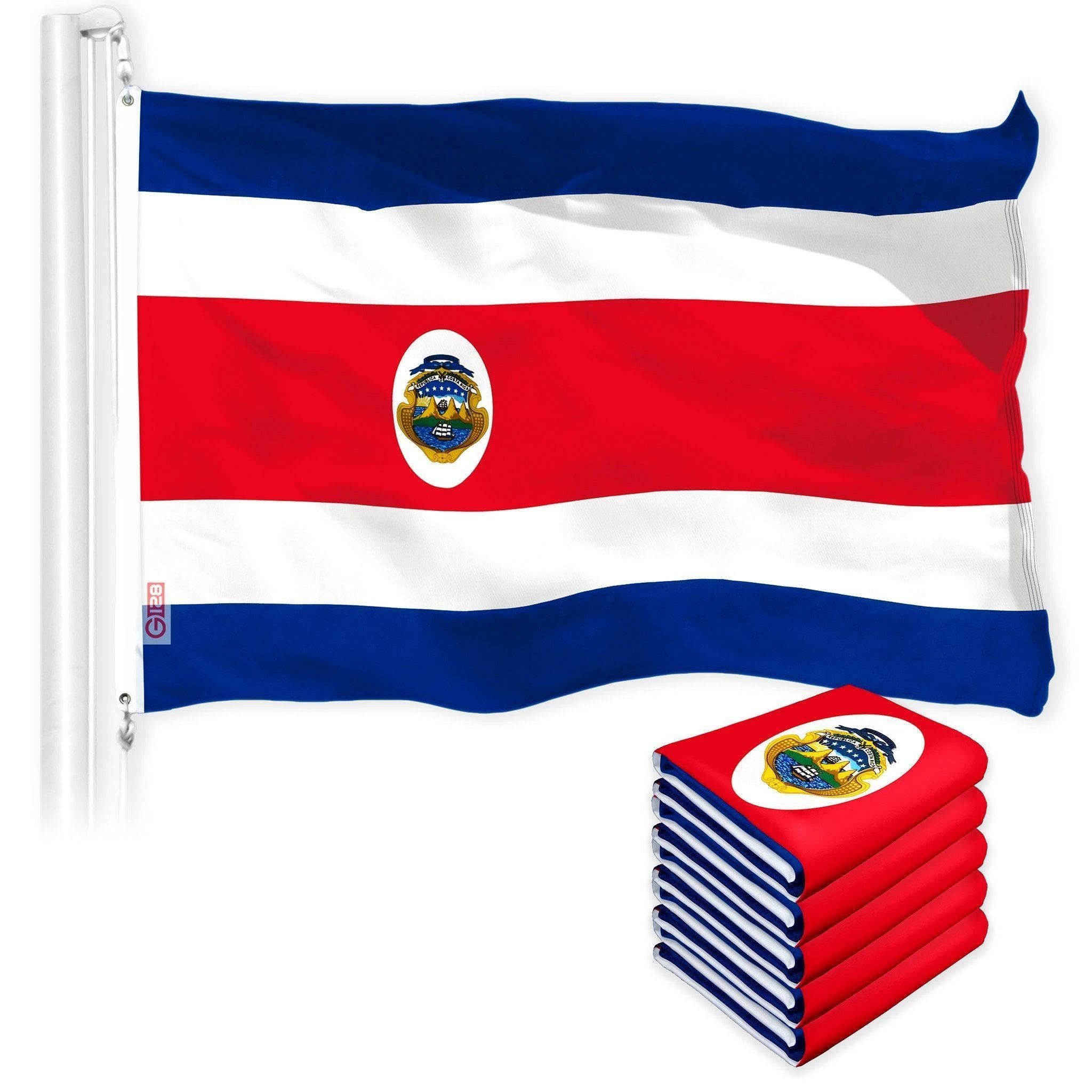 Costa Rica Costa Rican Flag 3x5 Ft 5Pack 150D Printed Polyester By G128
